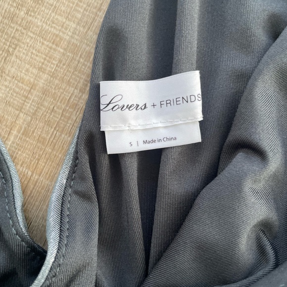 Lovers + Friends REVOLVE Silver Metallic Mini Dress sz Small - Long sleeve Mini - Picture 8 of 9